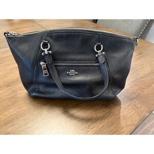 Coach Prairie Satchel Black Pebbled Leather Handbag 79997 Silver Hardware